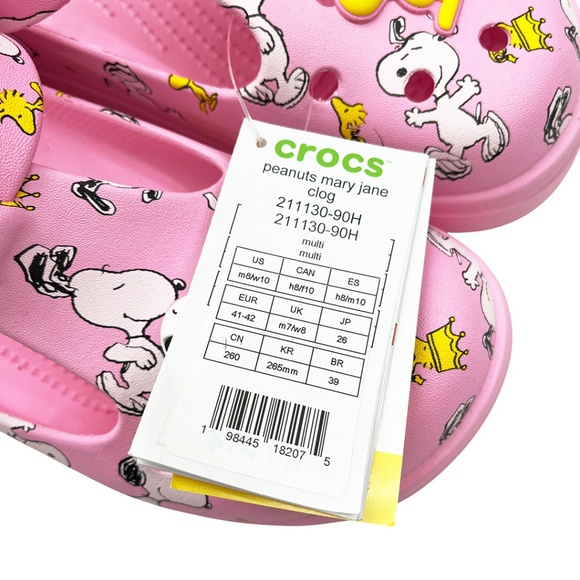 NWT Crocs Peanuts Mary Jane Clog Snoopy Woodstock Pink Women's 10 / Men's 8 - Picture 10 of 12